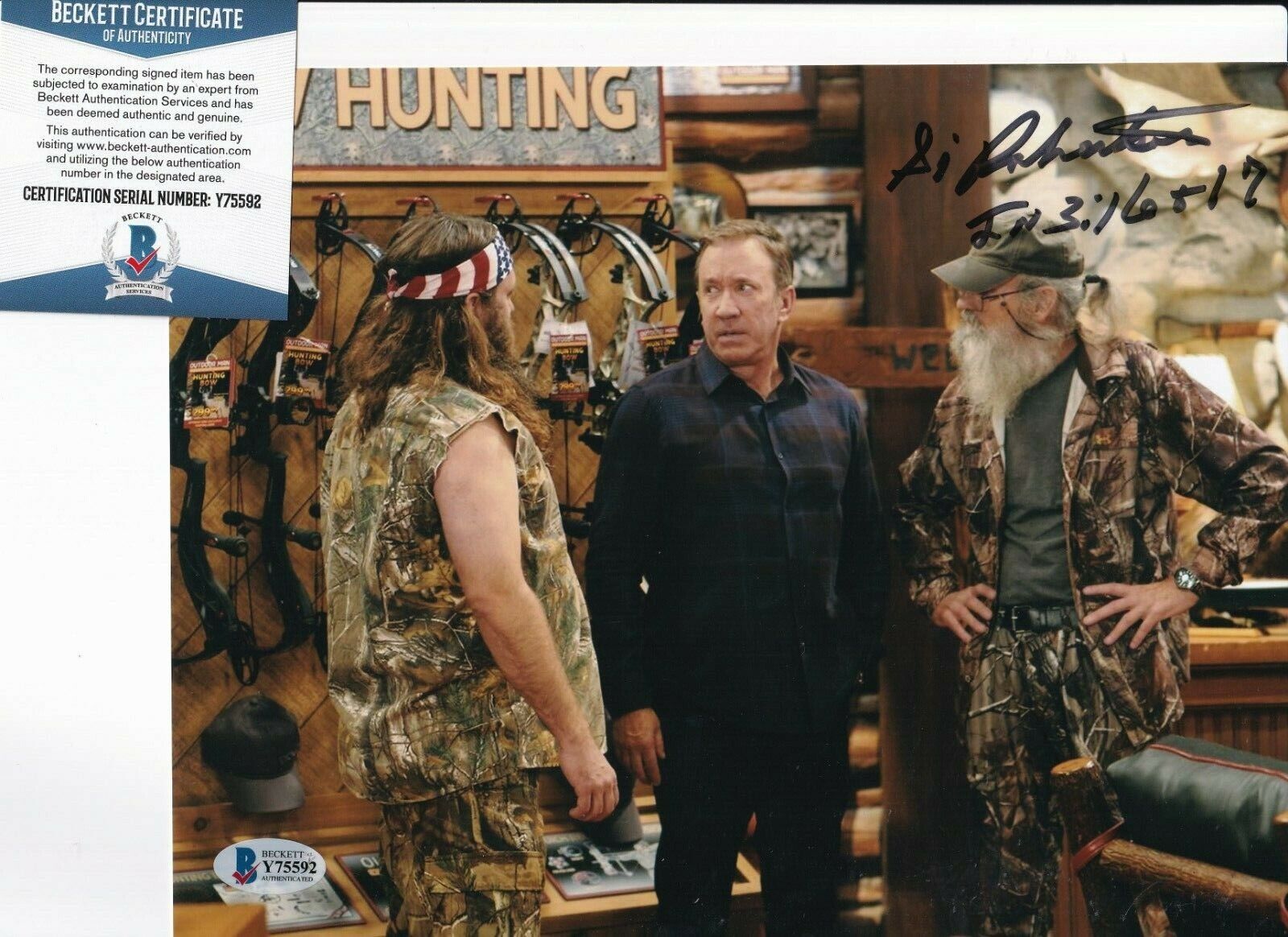 SI ROBERTSON signed (DUCK DYNASTY) LAST MAN STANDING 8X10 BECKETT BAS Y75592