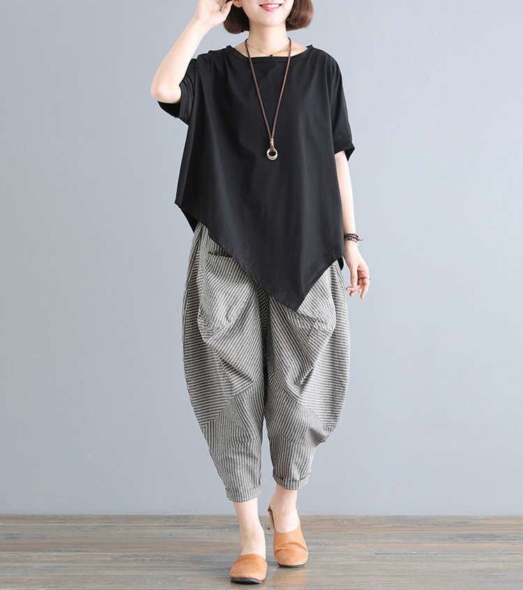 Loose Solid Color Irregular T-Shirt
