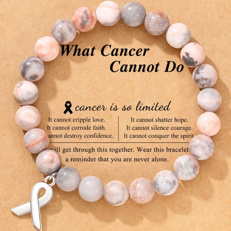 Women's Breast Cancer Awareness Ribbon Pendant Handmade Casual Bracelet
