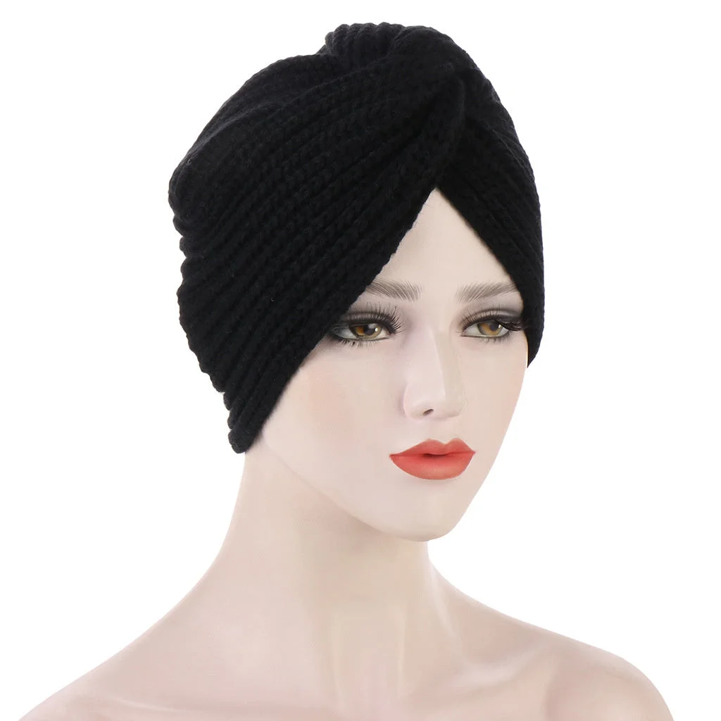 Women's Wool Knitting Muslim Turban Hat Cap