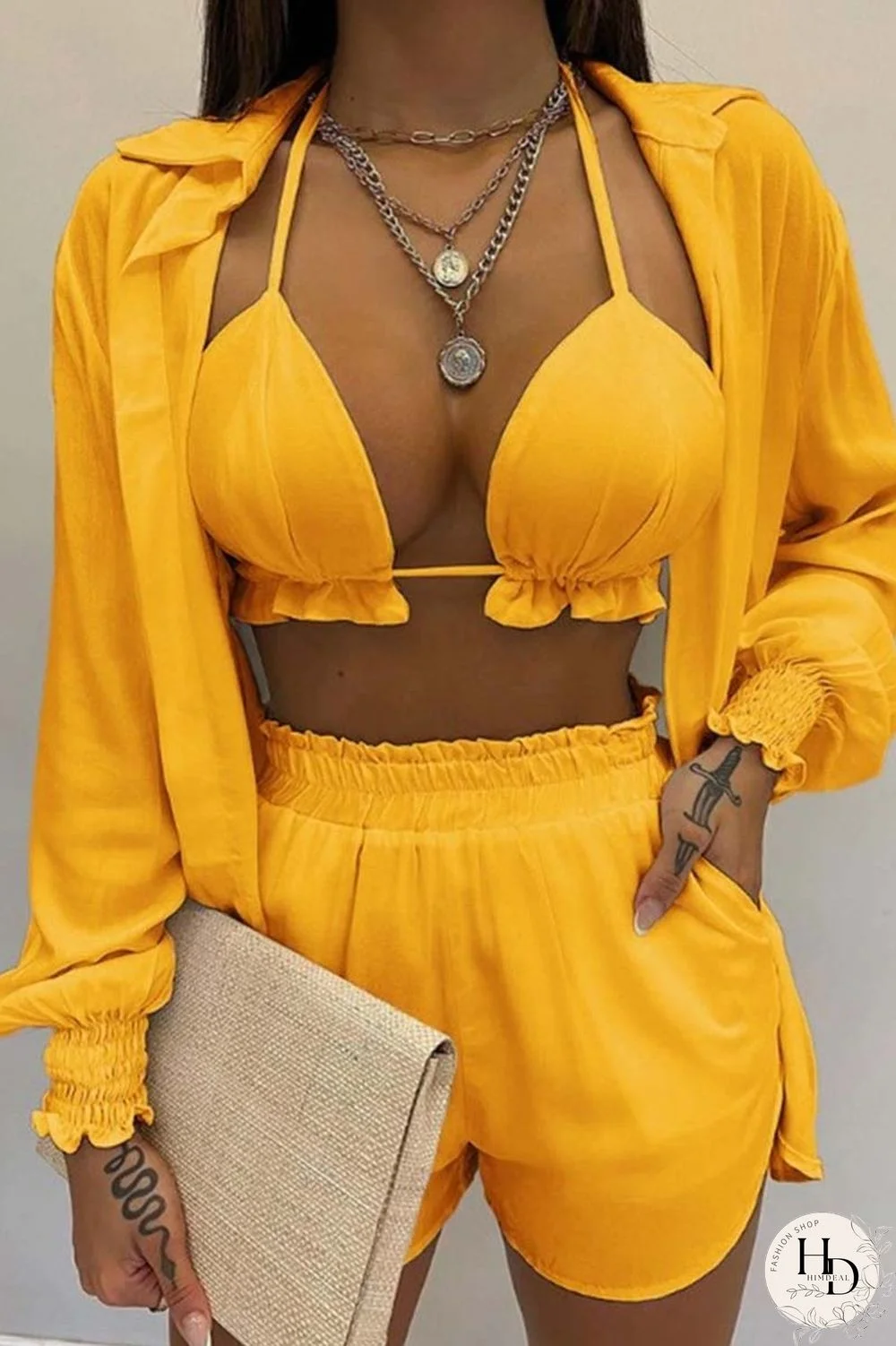 White Sexy Casual Print Solid Basic Long Sleeve Three Piece Set