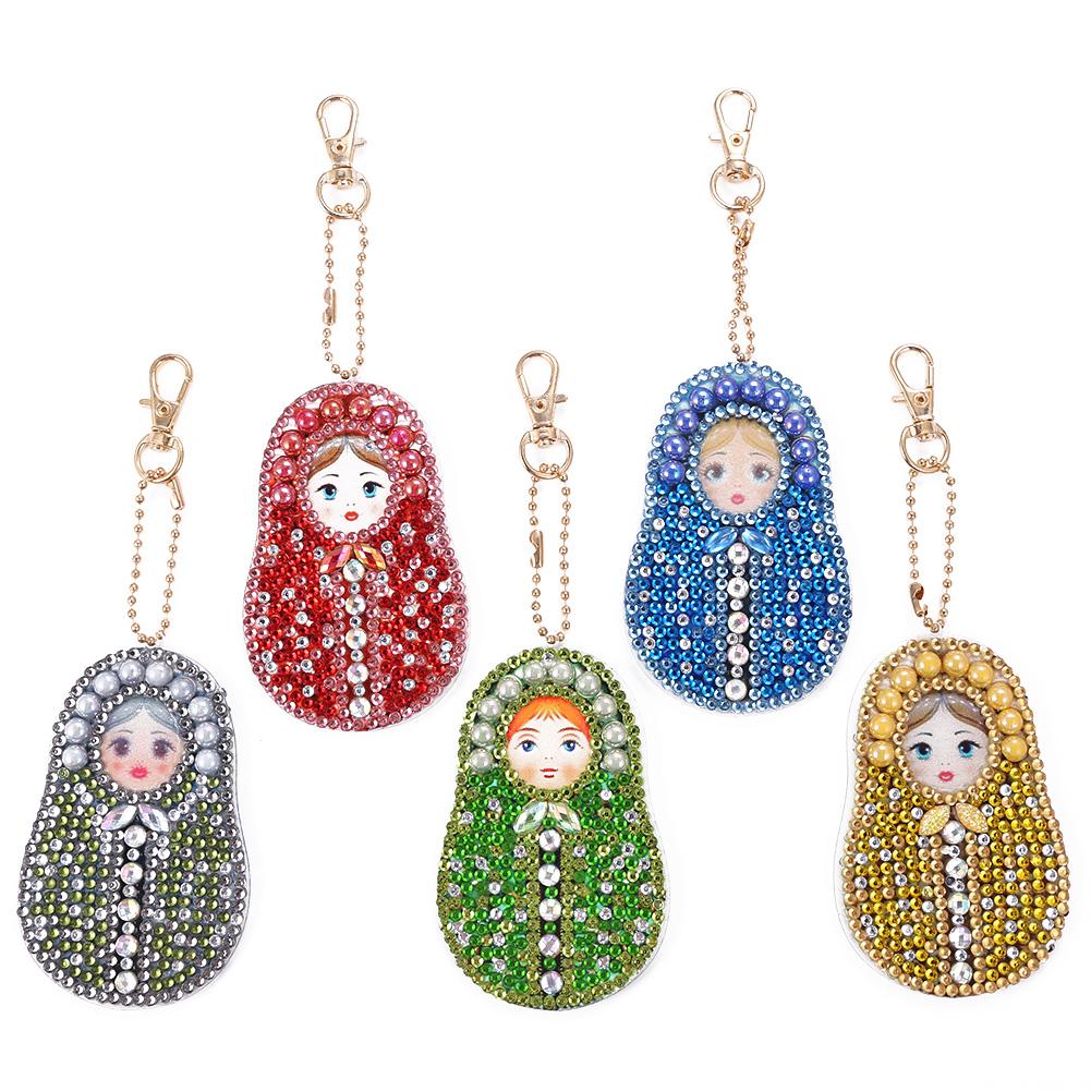 

5pcs Russian Dolls-DIY Creative Diamond Keychain, 501 Original