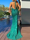 Halterneck Deep V-Neck Shiny Backless Sexy Slim Evening Maxi Dress