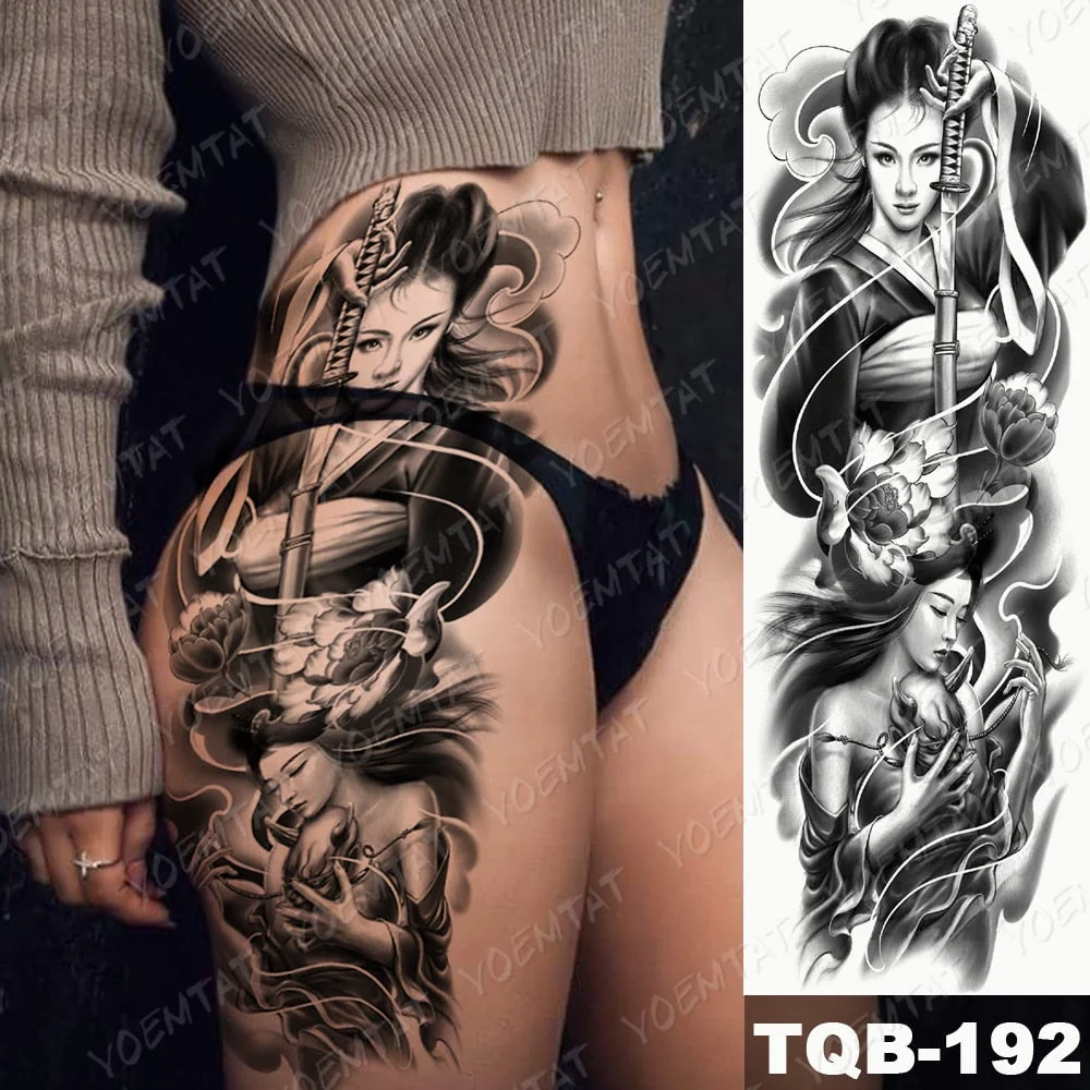 Men Full Arm Waterproof Temporary Tattoo Sticker Clock Rose Tiger Totem Transfer Body Art Fake Tatoo Cool sexy tato Woman