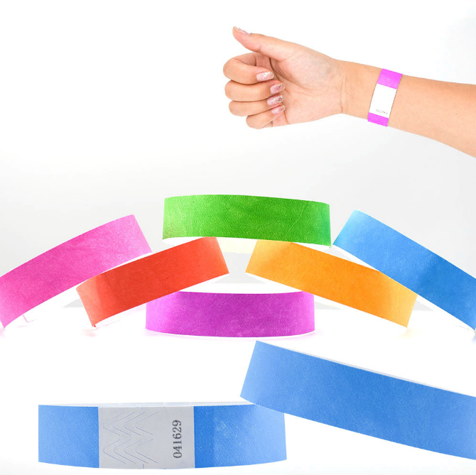 Hospital medical id bracelets dupoint paper material Eco Friendly event Ticket bar identification tape