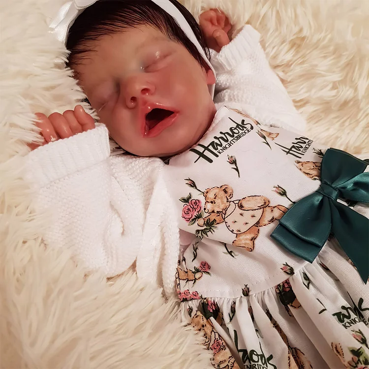 12'' Realistic Lifelike Alonedy Soft Silicone Body Reborn Baby Doll Newborn Girl with Brown Hair