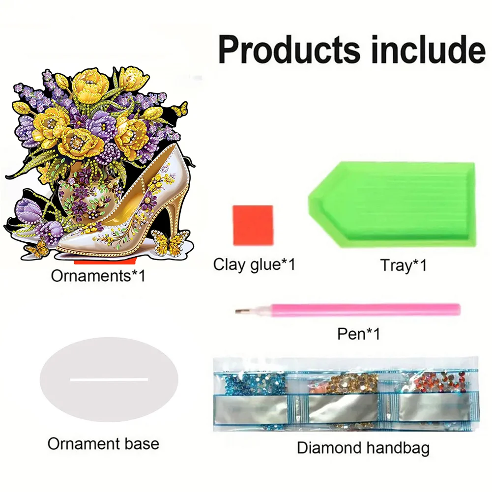 DIY High Heels Bouquet Acrylic Table Top Diamond Painting Ornament Kits for Beginner