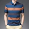 Colorblock Striped Cotton Polo Shirt