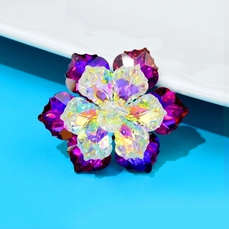 3 Pieces Sweet Pin Flower Alloy Crystal Women’S Brooches
