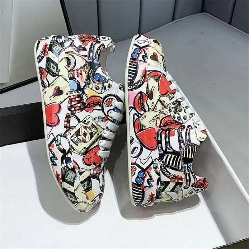 2021 Spring Autumn New Women's Chunky Sneakers Fashion Soft Platform Graffiti Casual Shoes Classic Girls Streetwear Trainers