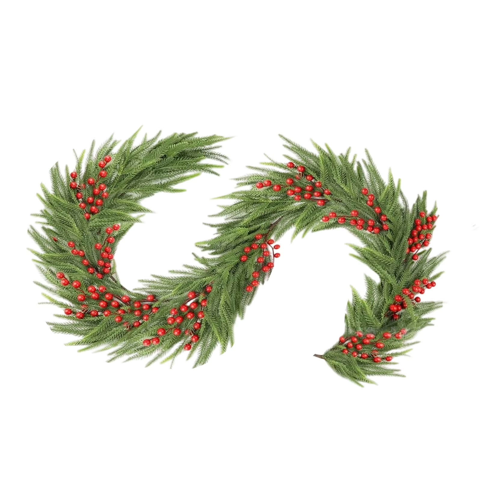 Christmas Norfolk Pine Garland with Red Berries