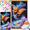 >SALE<5D DIY Full Round Drill Partial AB Diamond Painting Misty Butterfly Decor45x75cm