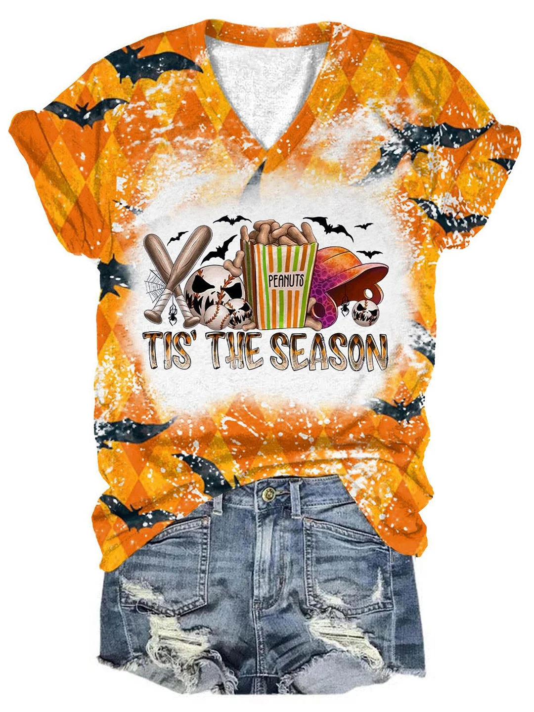 Tis' The Season Halloween Baseball V-Neck T-Shirt
