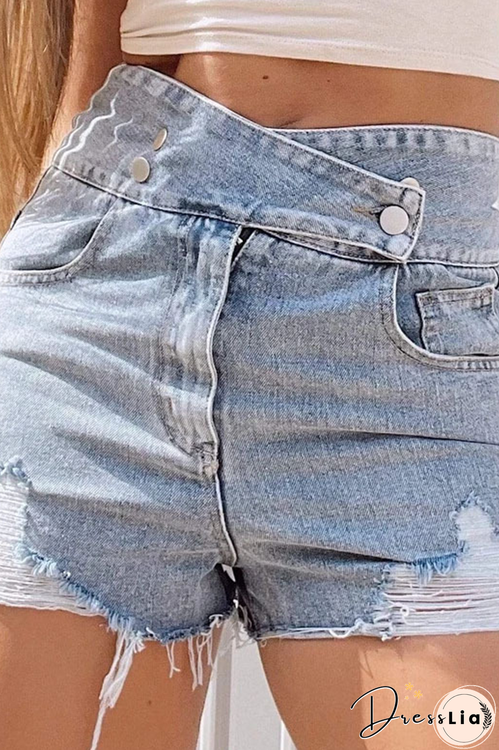 Street Solid Tassel High Waist Denim Shorts