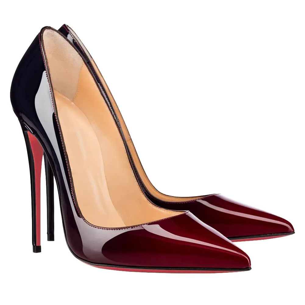 4.72"  Red Bottom Gradient High Heels Fashion Pumps Patent-vocosishoes