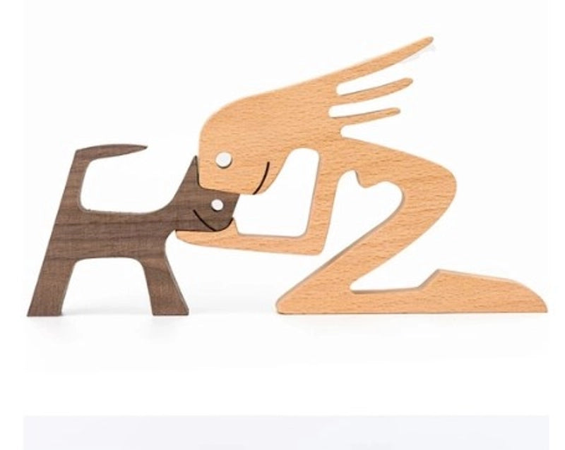 Pastoral Dog Wood Ornaments Artificial Decorations