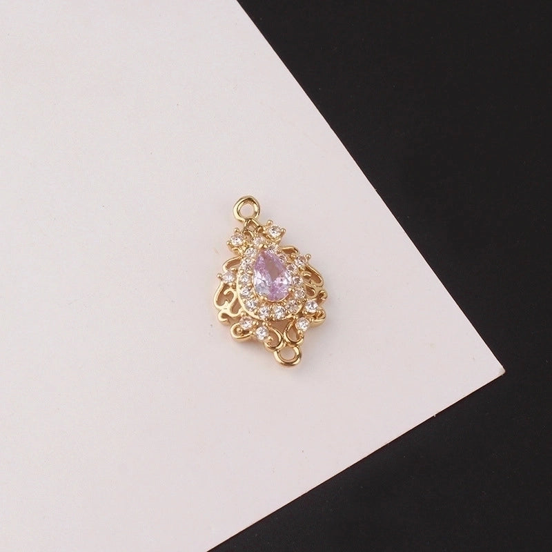 1 Piece Minimalist Water Droplets Copper Inlay Connector Jewelry Accessories