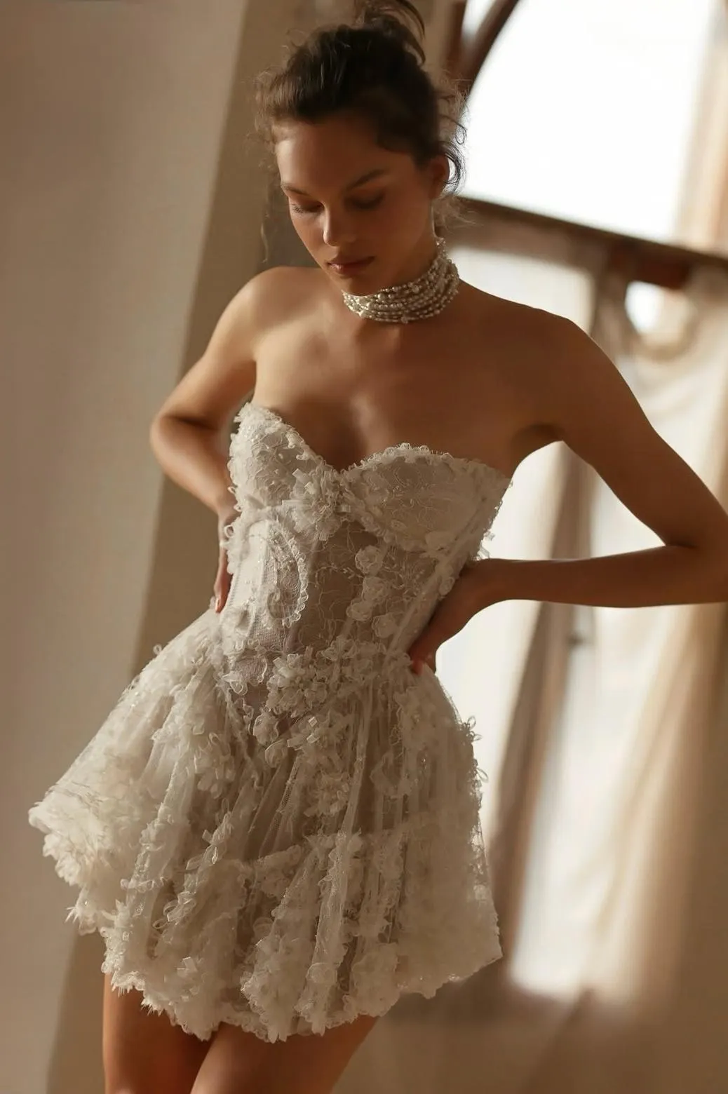 Tulle V-Neck Strapless Sleeveless High-Waisted Short Pleated A-Line Homecoming Dress | PM0055 Wellcucu