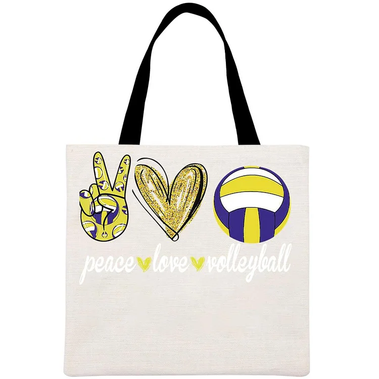 Peace Love Volleyball Printed Linen Bag-Annaletters