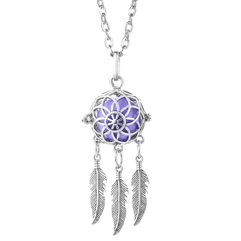 Mexican Bell Feather Tassel Necklace Music Ball Women Aromatherapy Essential Oil Diffuser Exquisite Ornament