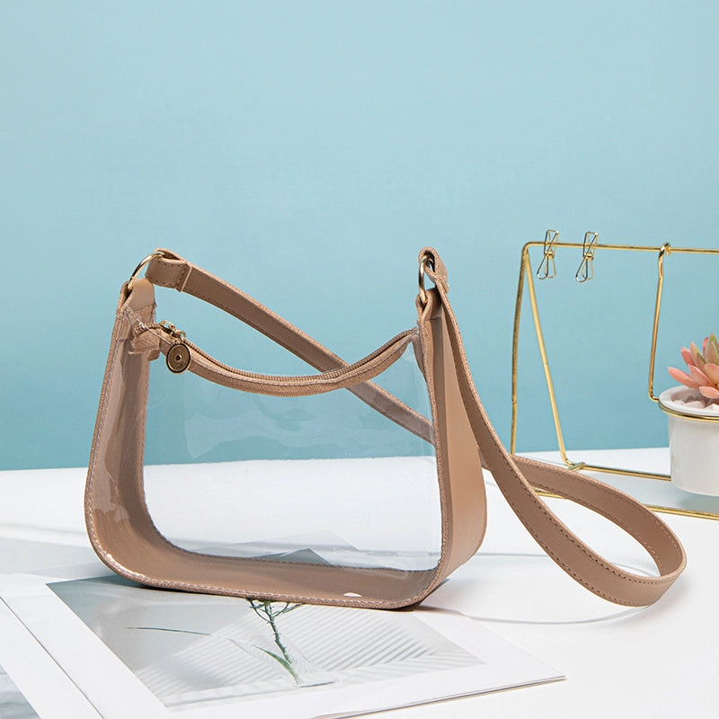 Women’s Medium PVC Solid Color Streetwear Pillow Shape Zipper Crossbody Bag