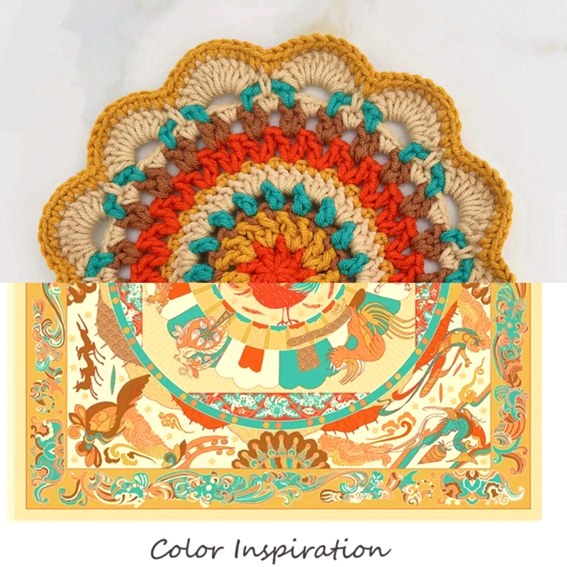 DIY Dunhuang Mandala Crochet Kit: Heat-Resistant Coaster Craft Set