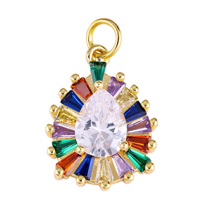 1 Piece Copper Zircon Water Droplets Pendant Jewelry Accessories