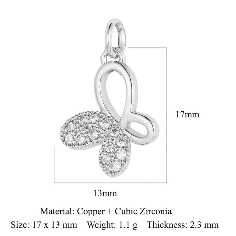 3 Pieces Copper Zircon 18K Gold Plated Dolphin Butterfly