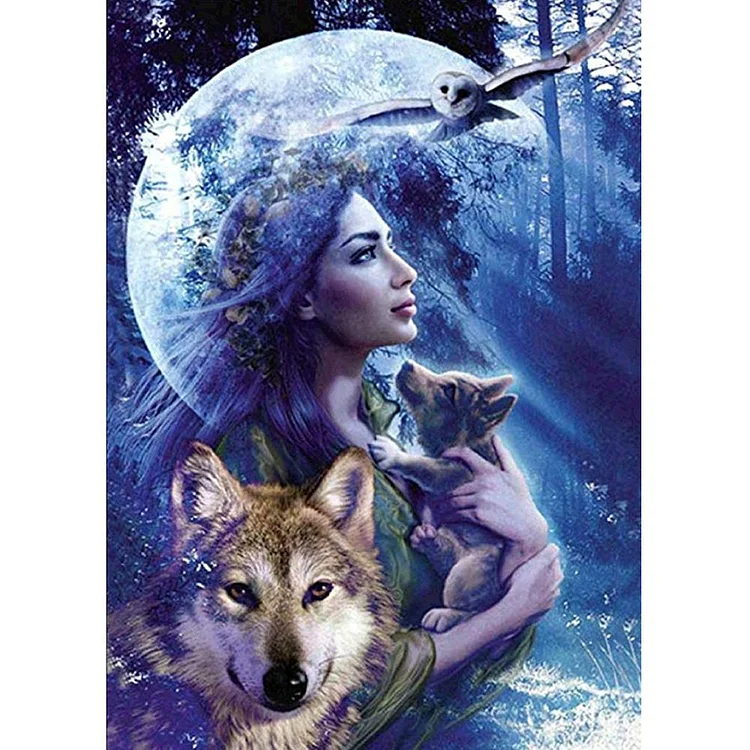 Hug Wolf Round Full Drill Diamond Painting 30X40CM(Canvas) gbfke
