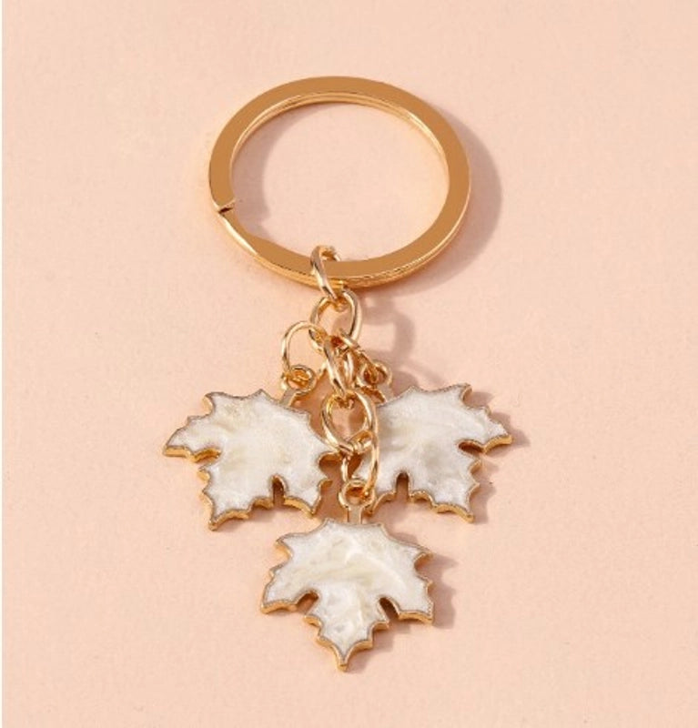 IG Style Ginkgo Leaf Alloy Enamel Bag Pendant Keychain