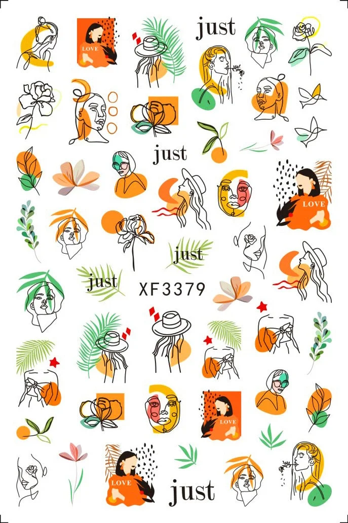 3D Nail Sticker Flowers Leaves Abstract Floral Decals And Sticker Nail Foils Slider Nail Art Decals Manicure Nails Accesories-Nail Inspo