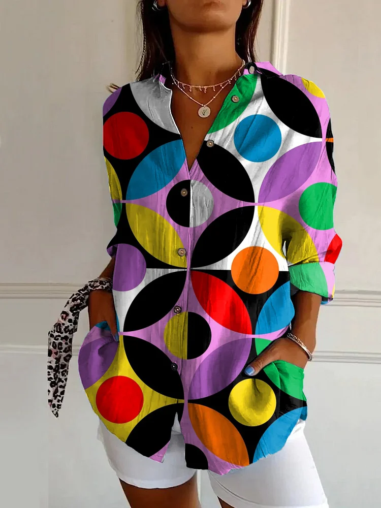 Vintage Abstract Art Print Long Sleeve Shirt