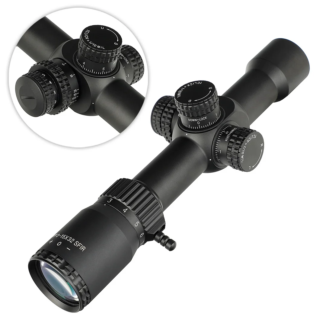 ohhunt® 3-15X32 SFIR First Focal Plane 11 Level Red Illuminator Side Parallax Tactical FFP Scope 