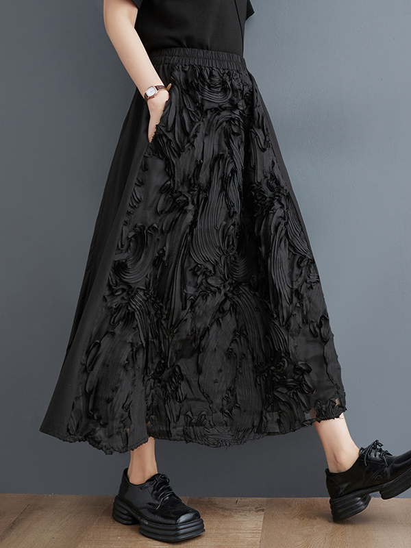 Pleated Solid Color Split-Joint Irregularity Loose Skirts Bottoms