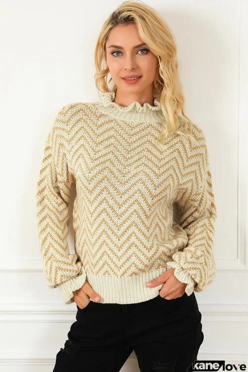 Mock Neck Drop Shoulder Sweater