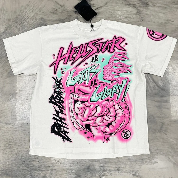 Hellstar No Guts No Glory Pink Graphic Cotton T-Shirt