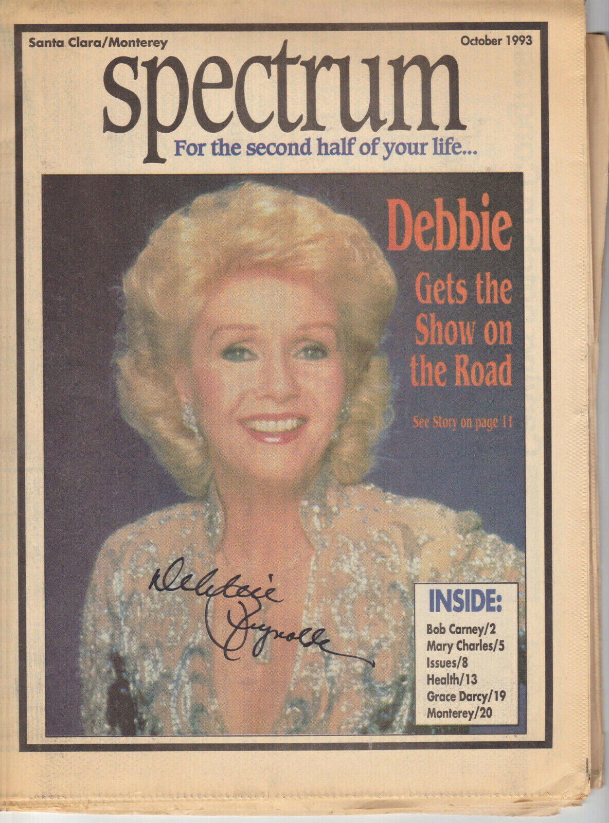 DEBBIE REYNOLDS hand-signed '93 NEWSPAPER INSERT COVER uacc rd coa NICE PORTRAIT