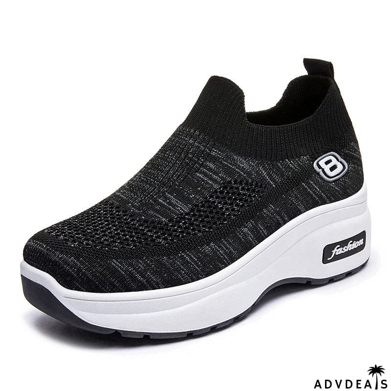 Breathable Solid Color Slip-On Thick-Soled Shoes