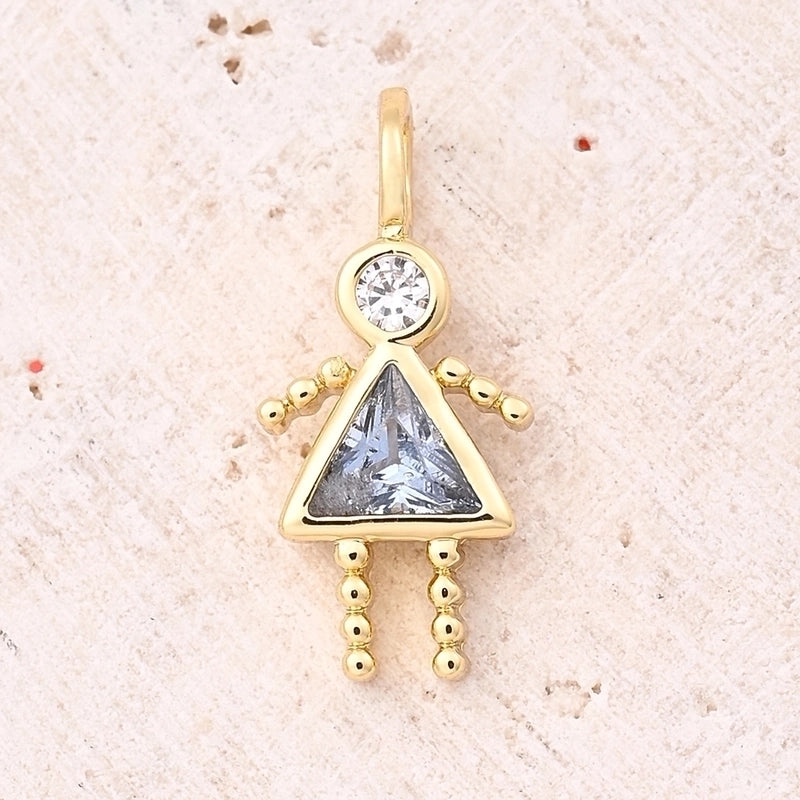 1 Piece 15x7mm Hole 2~2.9mm Copper Lucky Stone Birthstone Zircon 18K Gold Plated Geometric Simple Polished Jewelry Accessories Pendant