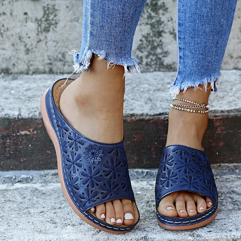 Women Sandals New Casual Summer Shoes Women Wedge Heels Sandals Embroidery Wedges Shoes For Women Summer Sandals Female Slippers
