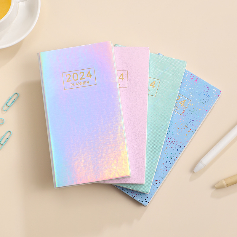 2024 A6 Laser Starlight Planner - Slim Leather Agenda with Vibrant Weekly Scheduler