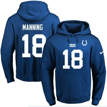 Colts #18 Peyton Manning Royal Blue Name & Number Pullover NFL Hoodie