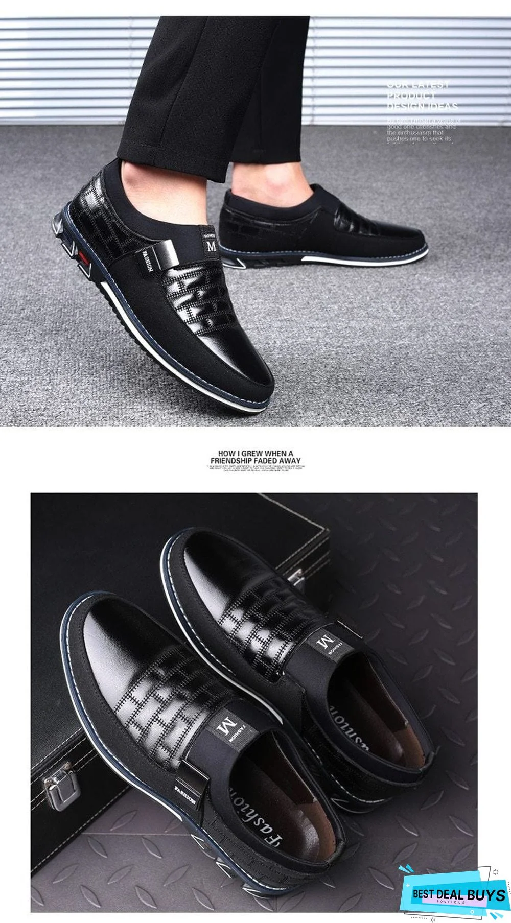 Leather Men Casual Shoes Mens Loafers Moccasins Breathable Slip On Black Driving Shoes