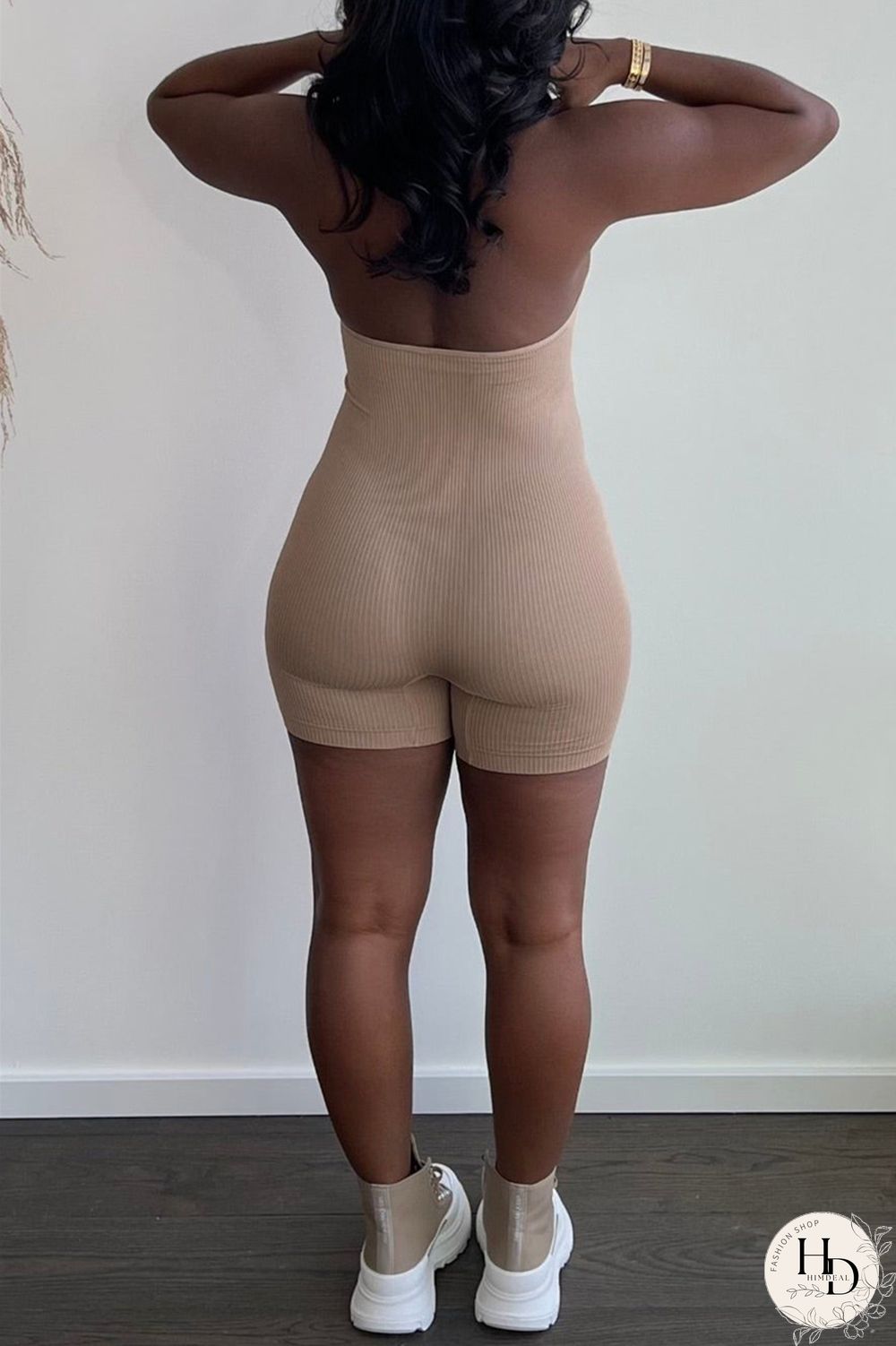 Rose Red Sexy Casual Solid Backless Halter Sleeveless Skinny Romper