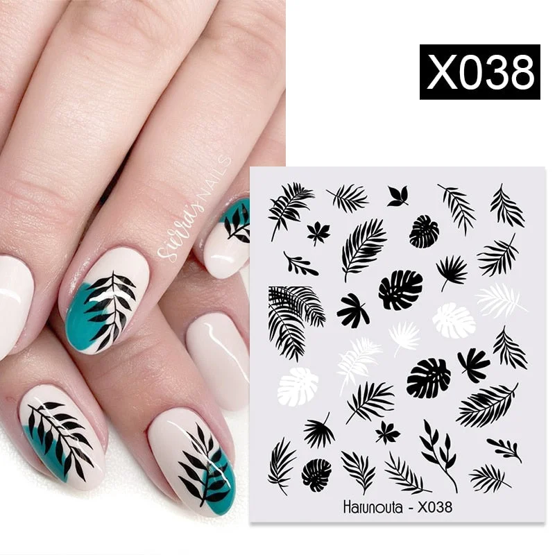 1PC Abstract Face Pattern 3D Nail Stickers Summer Autumn Lady Image Flower Leaves Sliders Decals For Nails Decoration Manicures