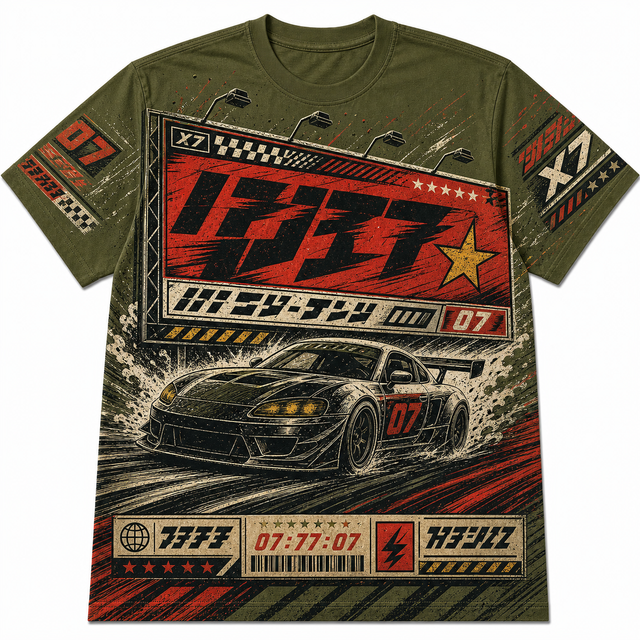 Motorsport Olive Drift Cotton T-Shirt
