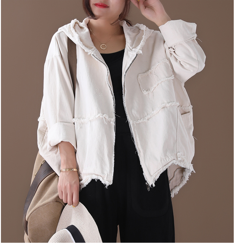 Loose Hooded Denim Short Coat