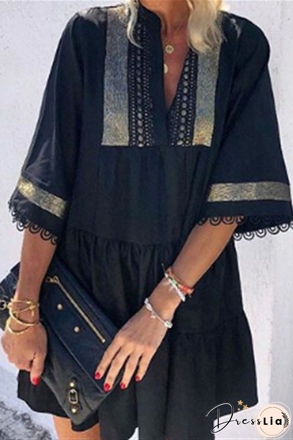 Retro V-Neck Tassels Casual Dress