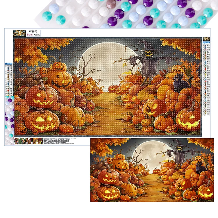 Halloween Pumpkin Night 70*40CM (Canvas) Full Round Drill Diamond Painting gbfke