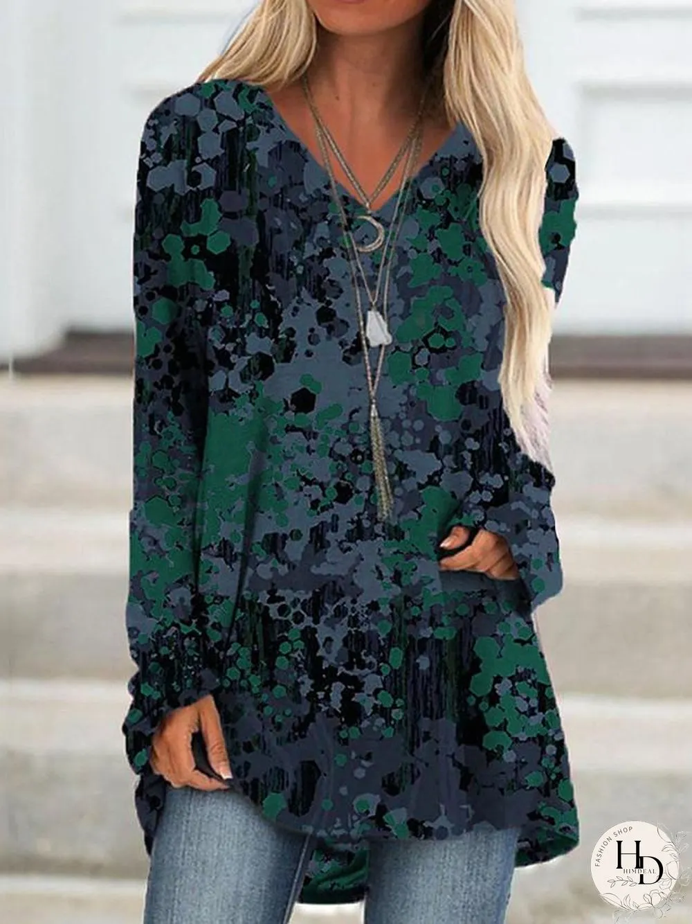 Women's T Shirt Dress Tee Dress Knee Length Dress Long Sleeve Color Block Patchwork Print Fall Spring Casual Blue Purple Red Green Gray S M L XL XXL 3XL 4XL